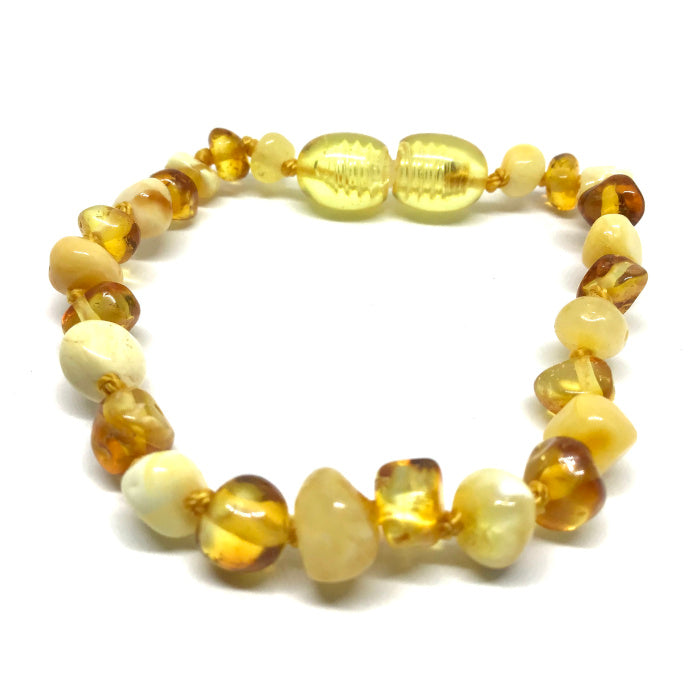 Colar de Âmbar Barroco Bebé - Criança Mel e Manteiga