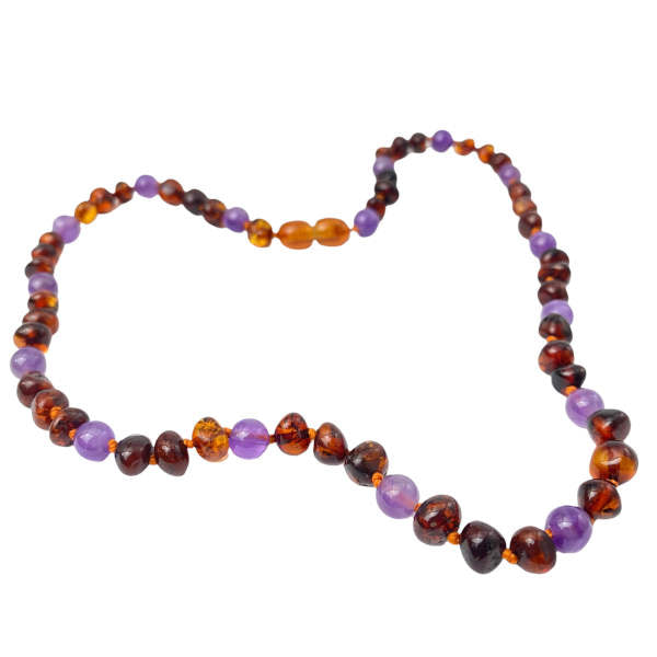 Colar Classy Âmbar Cognac e Ametista Adulto
