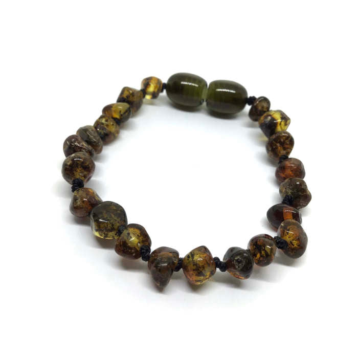 Pulseira - Tornozeleira de Âmbar Barroco Adulto Verde