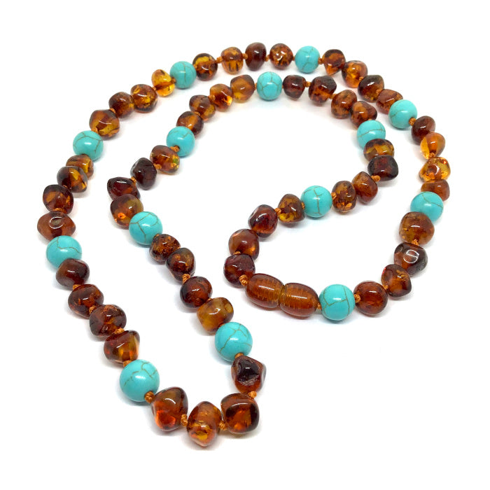 Tornozeleira (adulto)  de Âmbar Cognac e Turquesa (azul)
