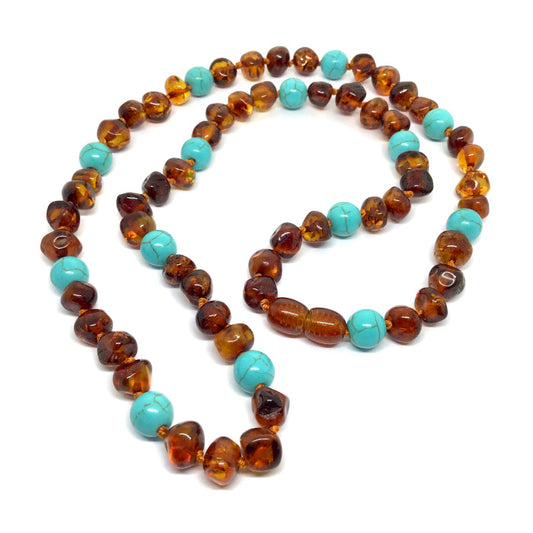 Tornozeleira (adulto)  de Âmbar Cognac e Turquesa (azul)