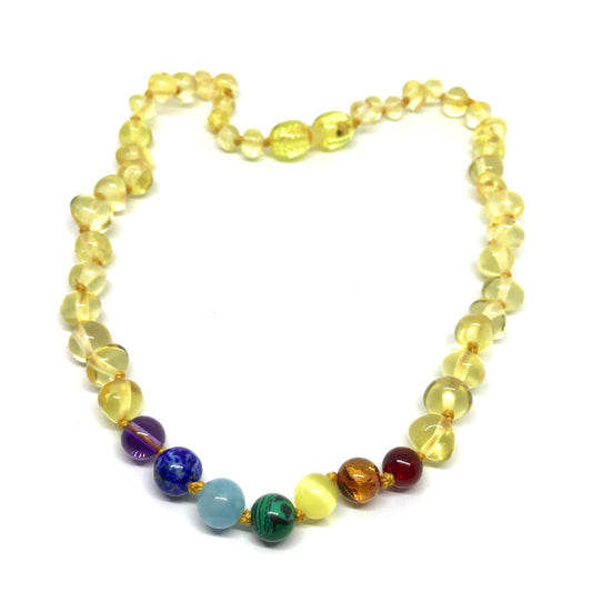 Colar de Âmbar Limão e Chakras Bebé - Criança