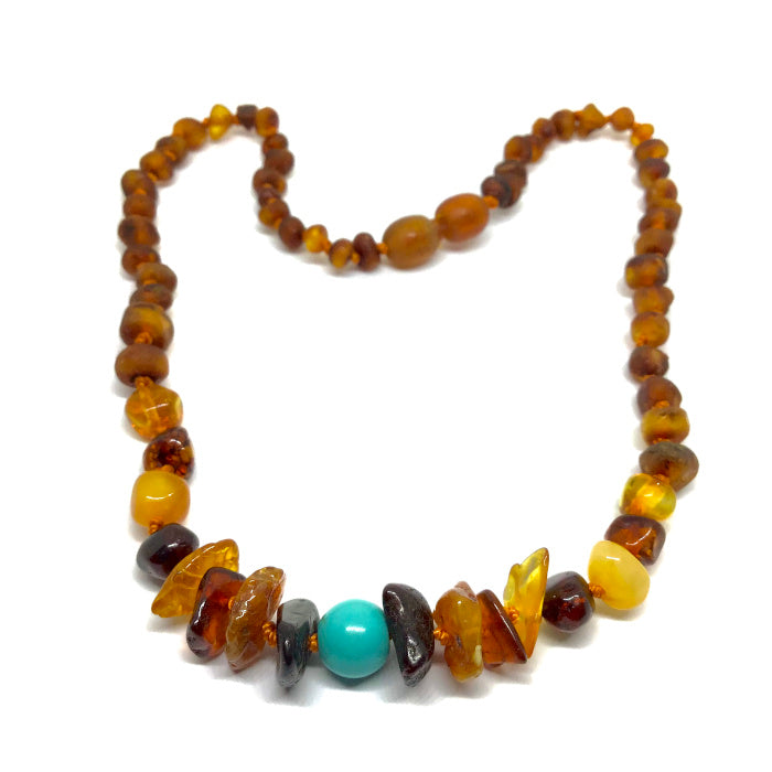 Colar Tribal Âmbar Cognac Não Polido Adulto
