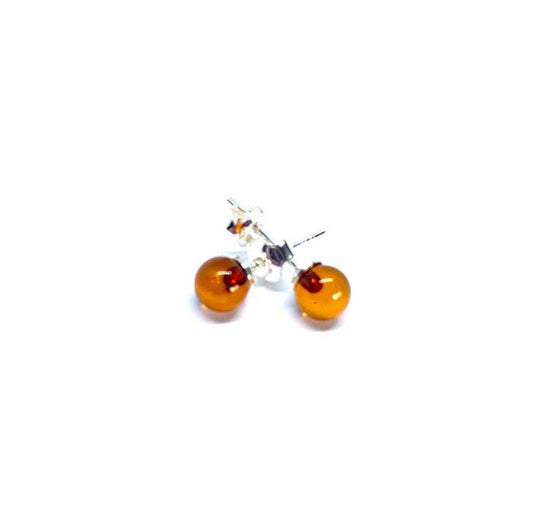 Brincos em Âmbar Bolinha Cognac