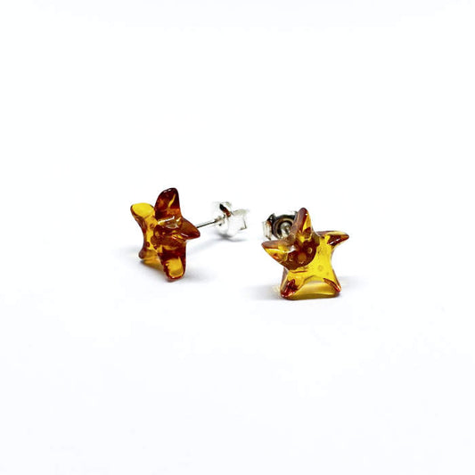 Brincos em Âmbar Estrela Cognac
