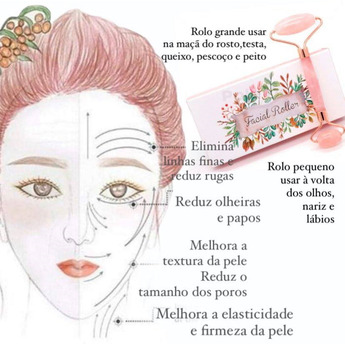 Rolo Facial em Quartz Rosa