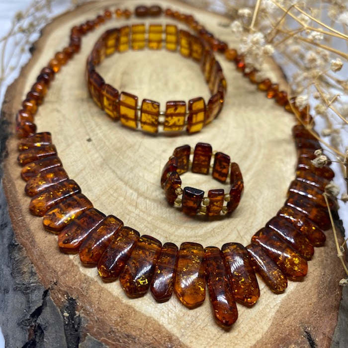 Colar de Âmbar Lux Mosaico Cognac