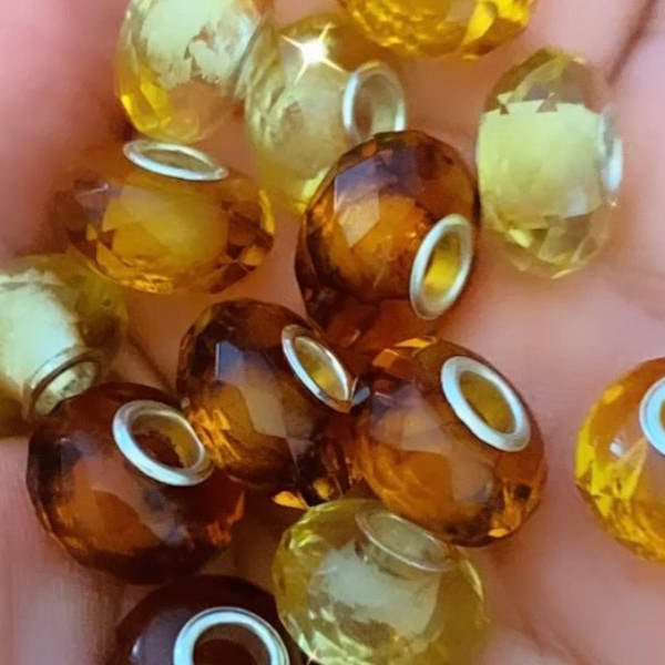 Conta de Ambar Facetado Cognac Tipo Pandora