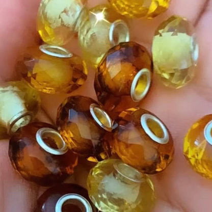 Conta de Ambar Facetado Cognac Tipo Pandora