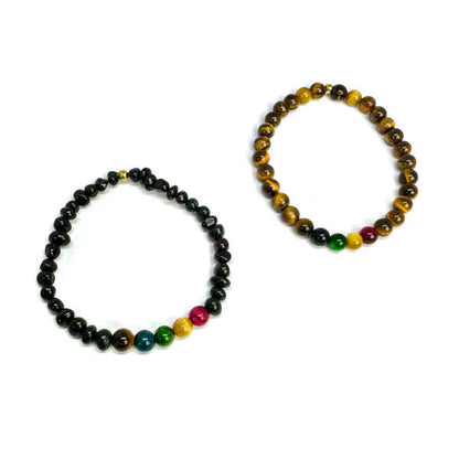Conjunto de Pulseiras de Âmbar &amp; Pedras