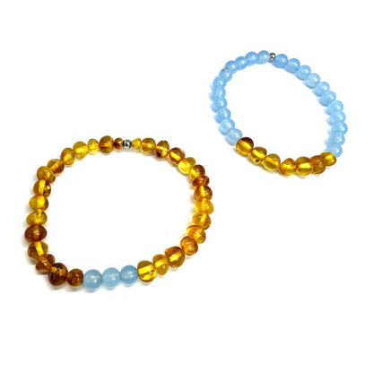 Conjunto de Pulseiras de Âmbar &amp; Pedras