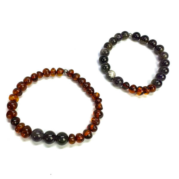 Conjunto de Pulseiras de Âmbar &amp; Pedras