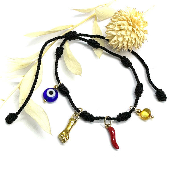 Pulseiras dos 7 Nós com Amuletos de Proteção e Boas Energias