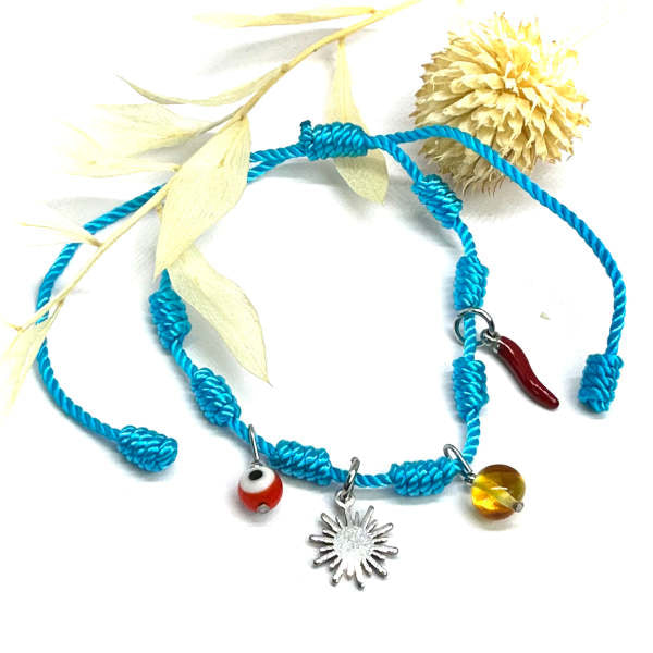 Pulseiras dos 7 Nós com Amuletos de Proteção e Boas Energias