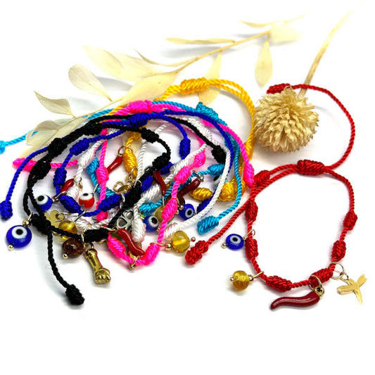 Pulseiras dos 7 Nós com Amuletos de Proteção e Boas Energias