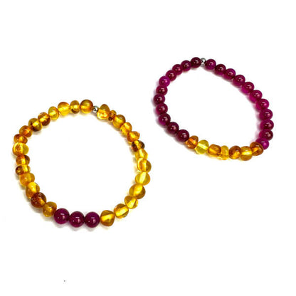 Conjunto de Pulseiras de Âmbar &amp; Pedras