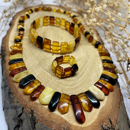 Pulseira de Âmbar Lux Mosaico Multicor