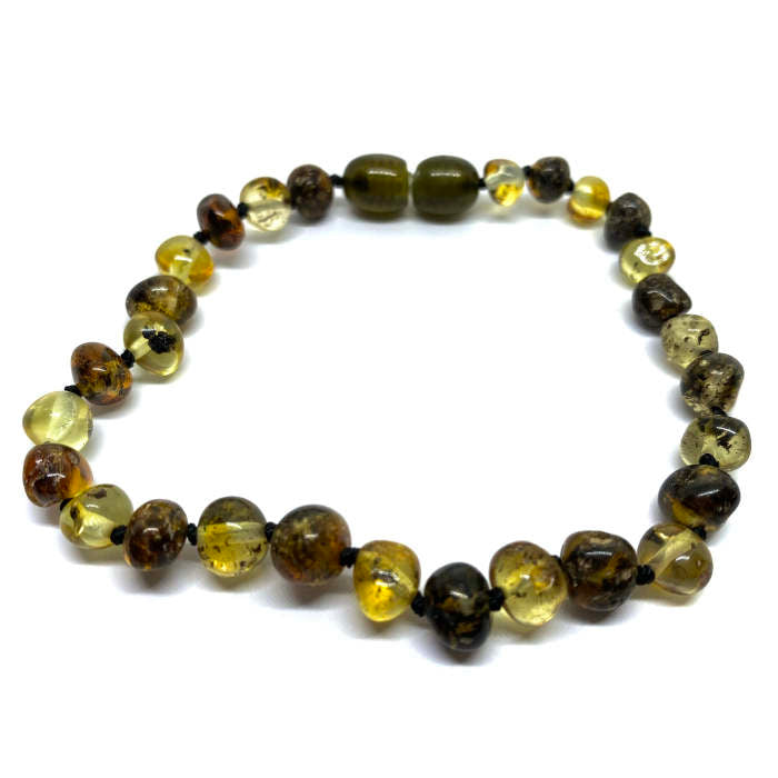 Pulseira - Tornozeleira de Âmbar Barroco Juvenil/Mulher Verde Mix