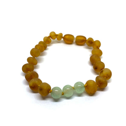 Pulseira - Tornozeleira de Âmbar Mel Não Polido e Amazonite Mix Juvenil/Mulher