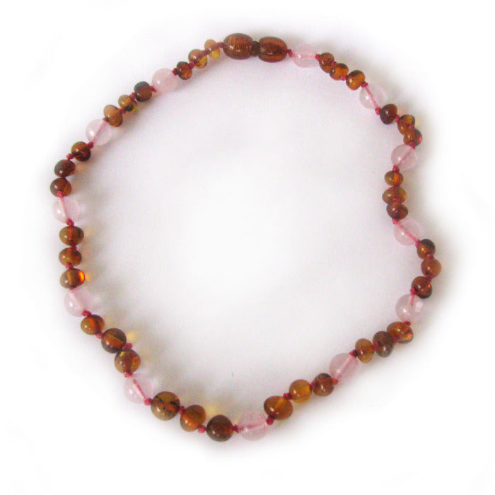 Colar Classy Âmbar Cognac e Quartz Rosa Juvenil - Mulher