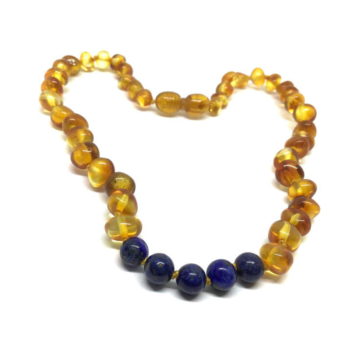 Colar de Âmbar Hope Mel e Lapis Lazuli Bebé - Criança