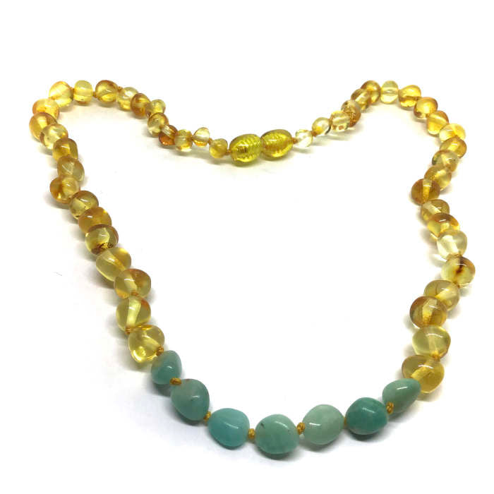 Colar de Âmbar Hope Mel e Amazonite Juvenil - Mulher