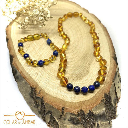 Colar de Âmbar Hope Mel e Lapis Lazuli Bebé - Criança