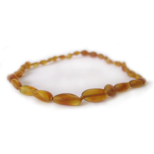 Colar de Âmbar Oval Bebé - Criança Mel Não Polido