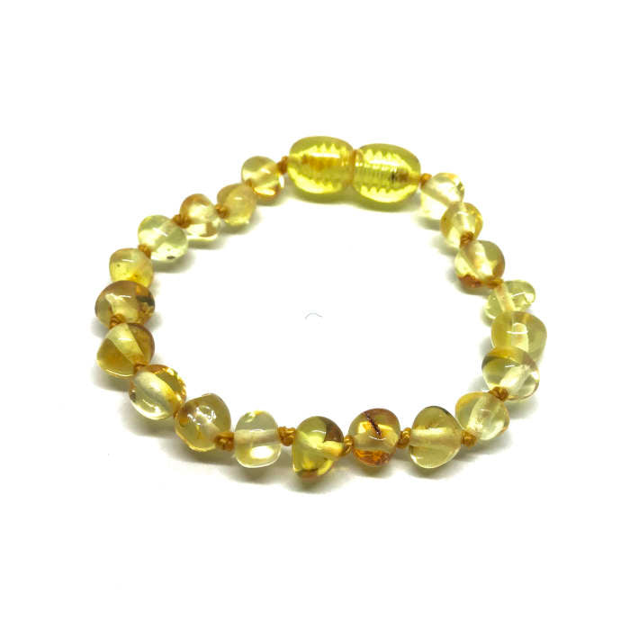 Pulseira - Tornozeleira de Âmbar Barroco Bebé - Criança Limão
