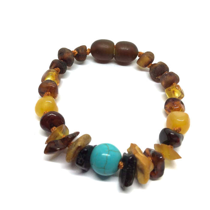 Pulseira - Tornozeleira Tribal Âmbar Cognac Não Polido Juvenil-Mulher