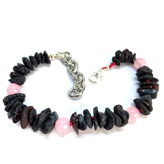 Coleira Para Animal em Âmbar Cherry e Quartz Rosa 30cm
