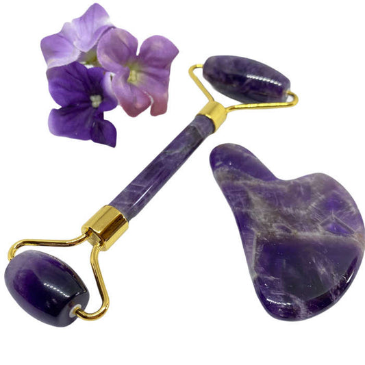 Kit Rolo Facial &amp; Gua Sha em Ametista