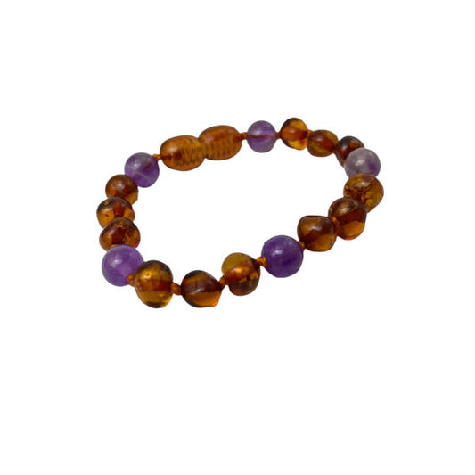 Pulseira - Tornozeleira Classy Âmbar Cognac e Ametista Juvenil/Mulher