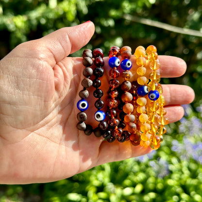 Pulseira - Tornozeleira de Âmbar Barroco Bebé - Criança com Olho