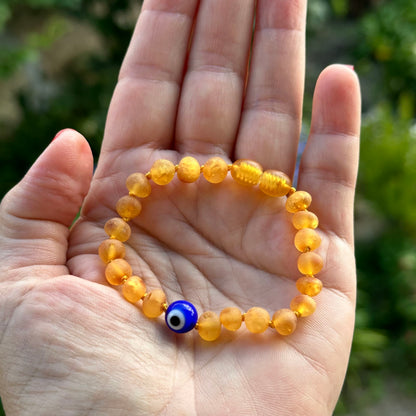 Pulseira - Tornozeleira de Âmbar Barroco Adulto com Olho