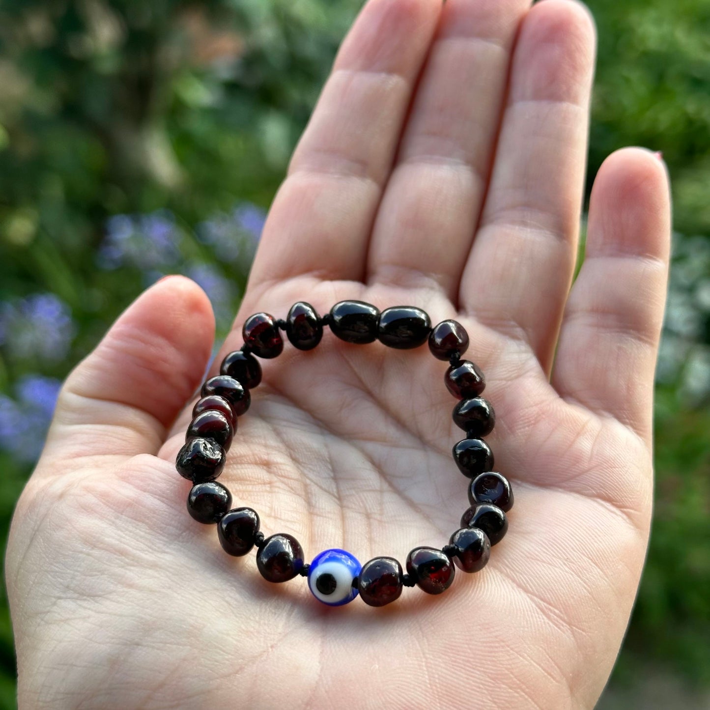 Pulseira - Tornozeleira de Âmbar Barroco Bebé - Criança com Olho