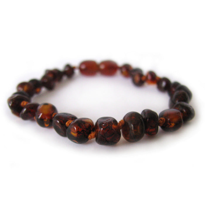 Pulseira - Tornozeleira de Âmbar Barroco Juvenil/Mulher Cognac