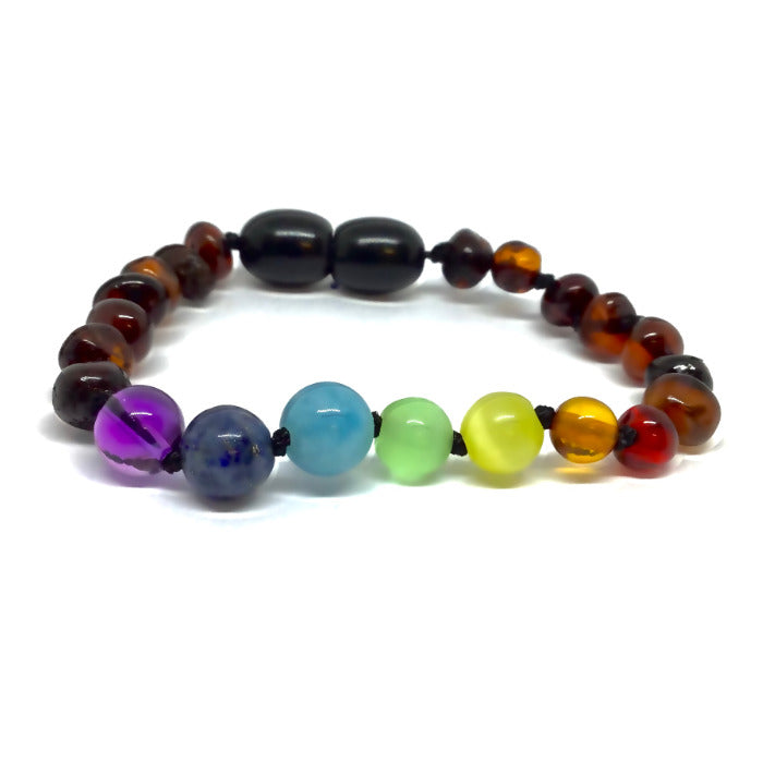 Pulseira - Tornozeleira de Âmbar Cherry e Chakras Juvenil/Mulher
