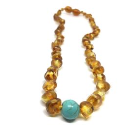 Colar UNO Âmbar Mel e Turquesa Juvenil – Mulher