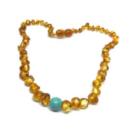 Colar UNO Âmbar Mel e Turquesa Juvenil – Mulher