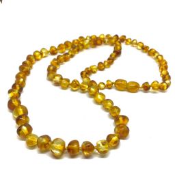 Colar de Âmbar Barroco Adulto Mel 80cm