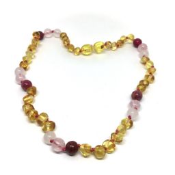 Colar de Âmbar Classy Mel e Degrade de Rosas Juvenil – Mulher