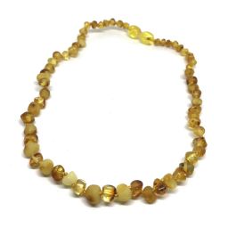 Colar de Âmbar Barroco Adulto Mel Polido e Não Polido