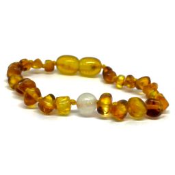 Pulseira – Tornozeleira UNO Âmbar Mel e Quartz Rosa Adulto