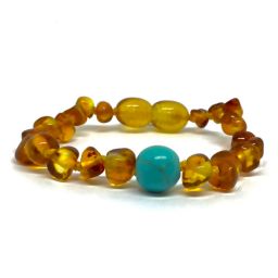Pulseira – Tornozeleira UNO Âmbar Mel e Turquesa Bebé – Criança