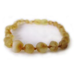 Pulseira – Tornozeleira de Âmbar Barroco Juvenil/Mulher Limão Não Polido