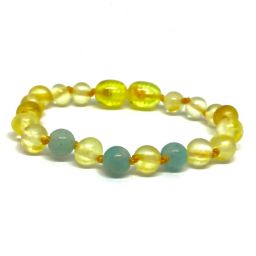 Pulseira – Tornozeleira de Âmbar Limão e Amazonite  Adulto