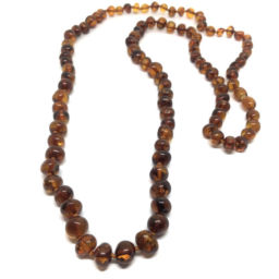 Colar de Âmbar Barroco Adulto Cognac 80cm