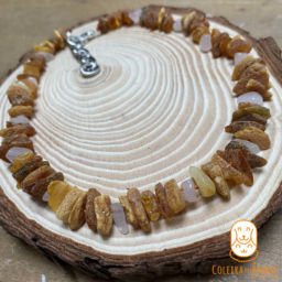 Coleira Para Animal em Âmbar Mel e Quartz 20cm