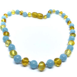 Colar Girly Âmbar Mel e Água Marinha Bebé – Criança